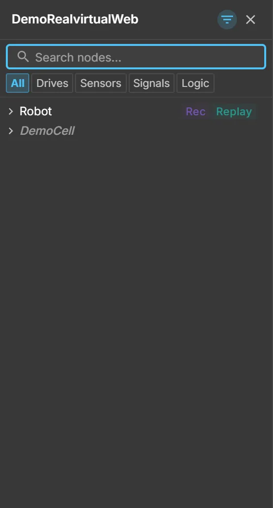The filter popover of the hierarchy: narrow the tree to one family of components