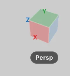 The orientation cube and the projection switch below it